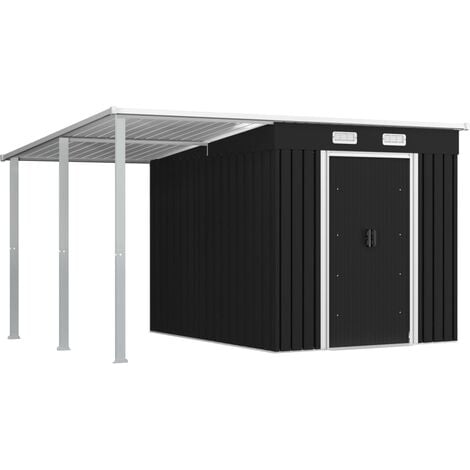 Garden Shed with Extended Roof Anthracite 346x236x181 cm Steel