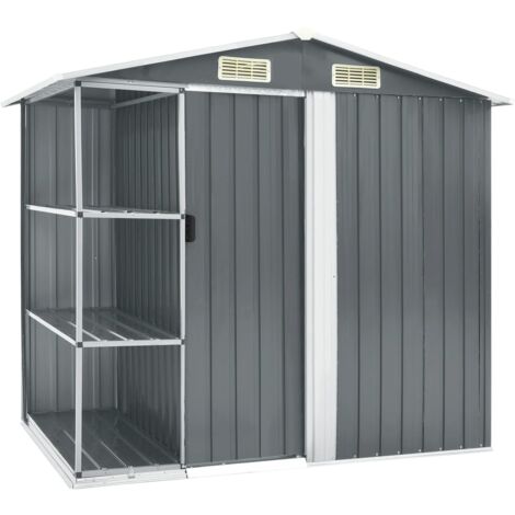 Garden Shed with Rack Grey 205x130x183 cm Iron