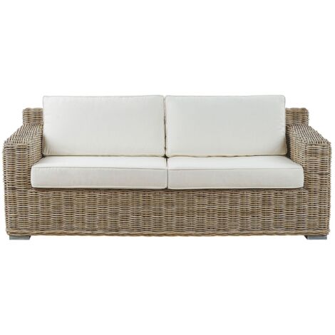 Garden Sofa 2 Seater ARDEA Rattan Light Brown