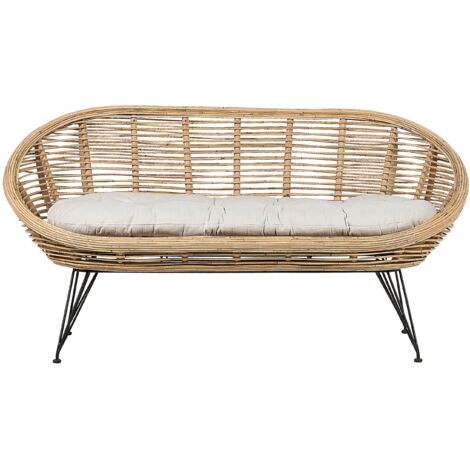 Garden Sofa 2 Seater MARATEA Rattan Natural