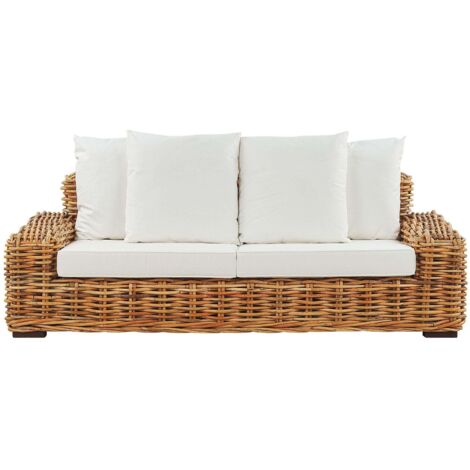 Garden Sofa 3 Seater FORLI Rattan Natural