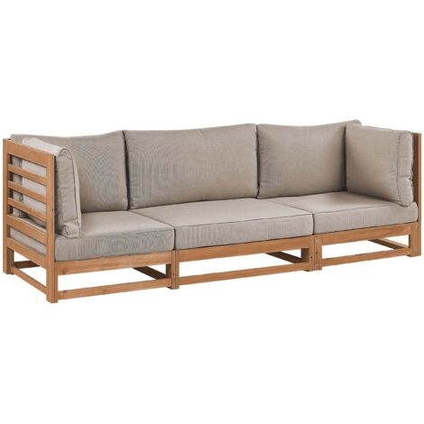 Garden Sofa 3 Seater TRANI Modular Certified Acacia Wood Light Brown
