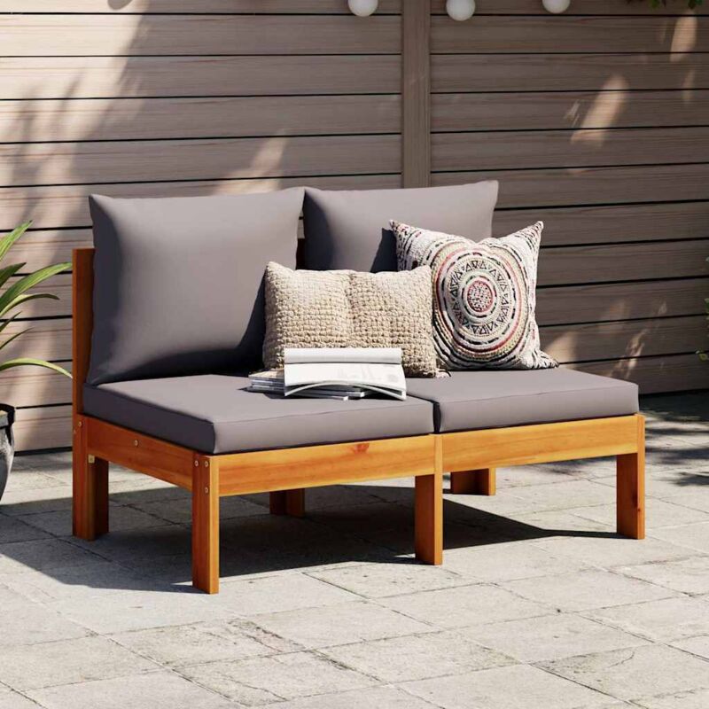 Garden Sofa Armless With Cushions 2-seater Solid Wood Acacia Vidaxl