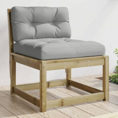 Garden Sofa Grey Solid pine wood, Polyester cushions Single vidaXL
