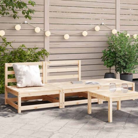 Garden Sofa Natural Wood Solid Pine Two-seater Modular Rustic vidaXL