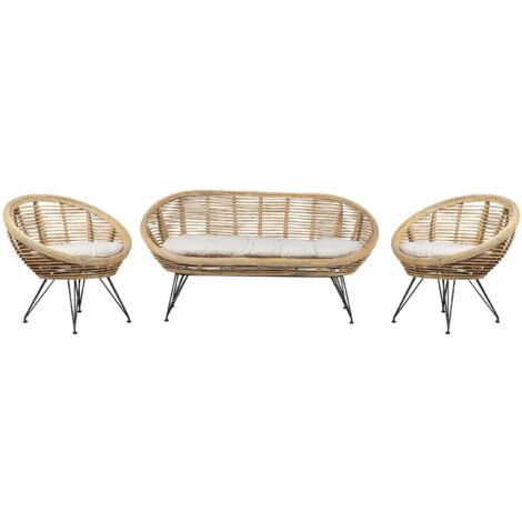 Garden Sofa Set 4 Seater MARATEA Rattan Natural