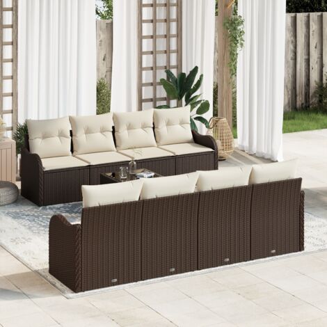 Garden Sofa Set 9 pcs Brown 55 x 55 x 37 cm Poly rattan vidaXL