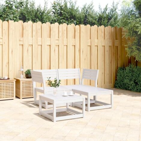 Garden Sofa Set  White  Solid pine wood  3 Piece  Modular vidaXL