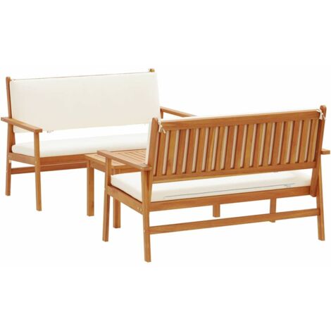 Garden Sofa Set with Cushion 3 pcs Brown Solid Acacia wood vidaXL
