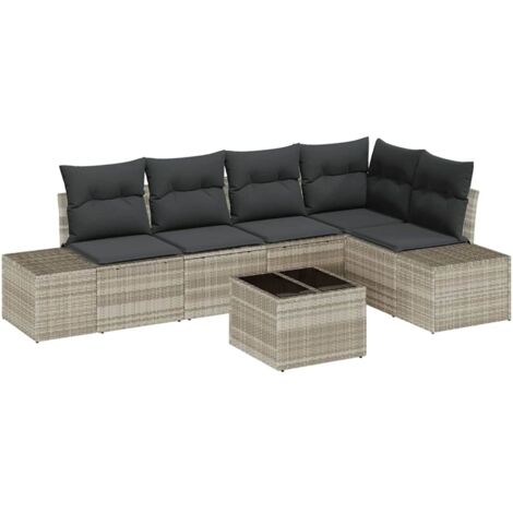 Garden Sofa Set with Cushion with Storage 6 pcs Light Grey vidaXL