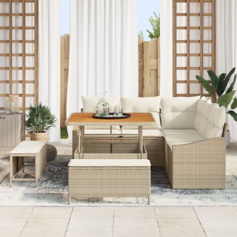 Garden Sofa Set with Cushion with Storage 8 pcs Beige and Cream vidaXL