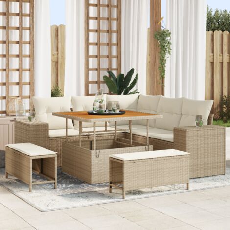 Garden Sofa Set with Cushion with Storage 8 pcs Beige and Cream vidaXL