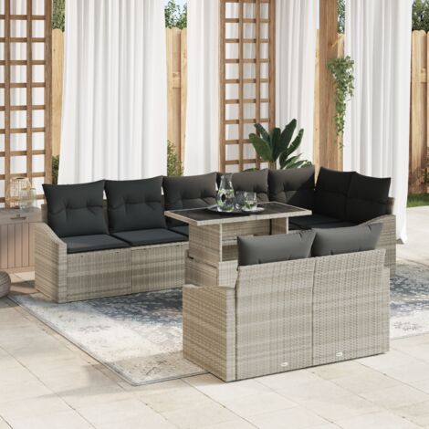 Garden Sofa Set with Cushion with Storage 9 pcs Light grey vidaXL