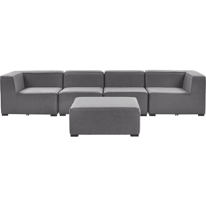 Garden Sofa Set with Ottoman Upholstered Modular Pieces Grey Arezzo