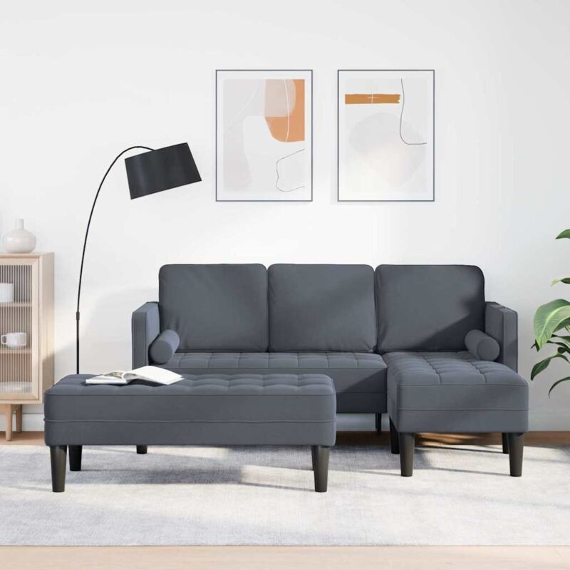 Vidaxl - Sofa Set 2 Pcs Dark Grey 173 X 131 X 67 Cm Velvet