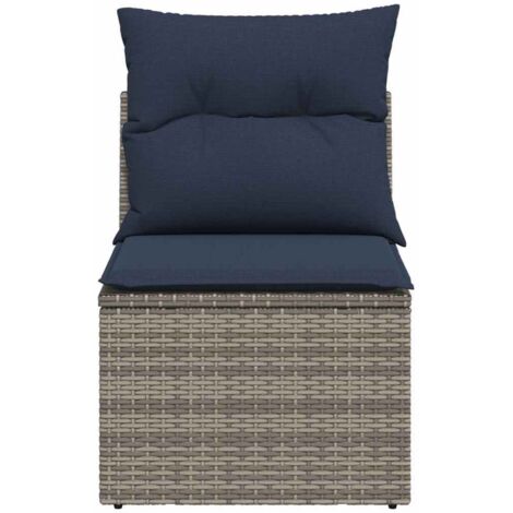 Garden Sofa with Cushion 3 pcs Grey Poly rattan vidaXL