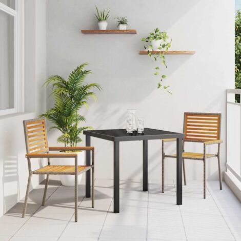 Garden Stacking Chairs 2 pcs Brown and Grey vidaXL
