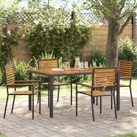 Garden Stacking Chairs 4 pcs Brown and Black vidaXL
