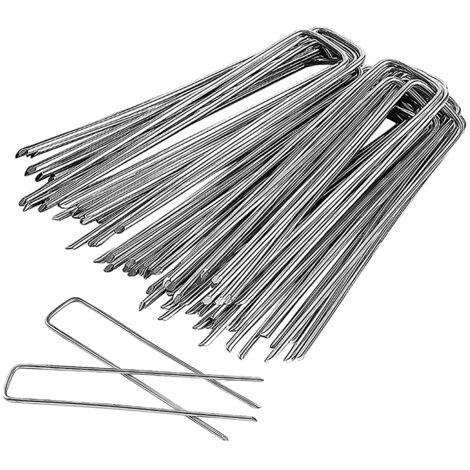 Garden Stake - Galvanized U-Shaped Landscape Staple - For Artificial Grass Turf Fixing - 50 pcs