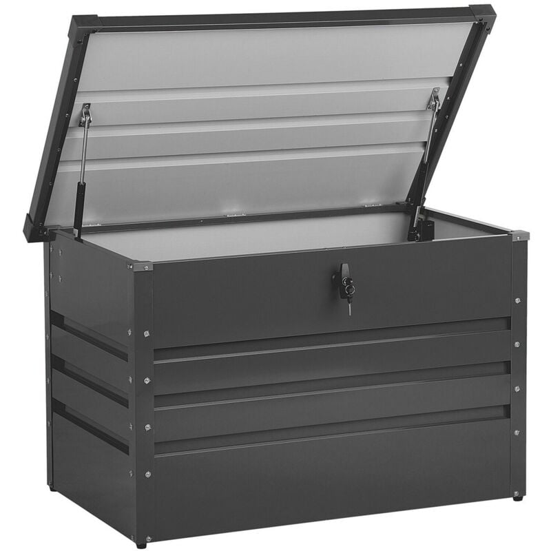 Beliani - Garden Storage Box Dark Grey Steel Lockable Lid 300L Cebrosa