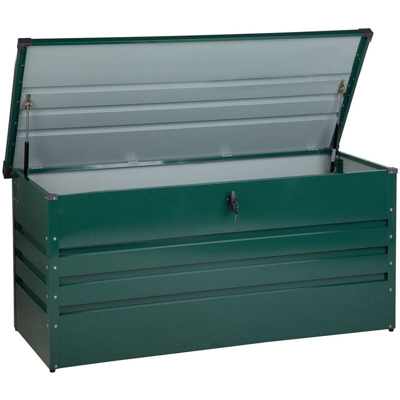 Garden Storage Box Green Steel Lockable Lid 400L Cebrosa