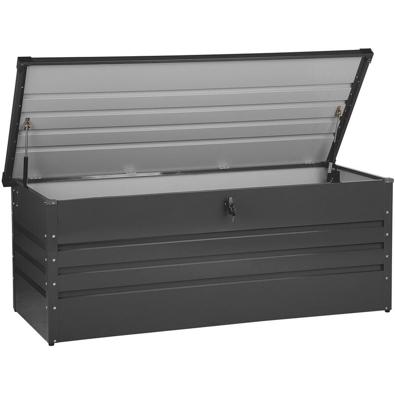 Beliani - Garden Storage Box Dark Grey Steel Lockable Lid 600L Cebrosa