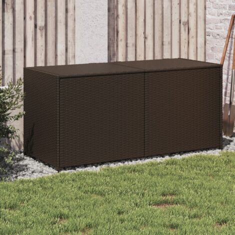 Garden Storage Box Brown 283L Poly Rattan vidaXL