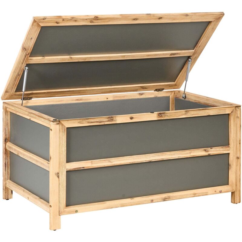 Beliani - Garden Storage Box Concrete Acacia Wood Lid 330l Grey Acate
