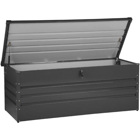 BELIANI Garden Storage Box Dark Grey Steel Lockable Lid 600L Cebrosa