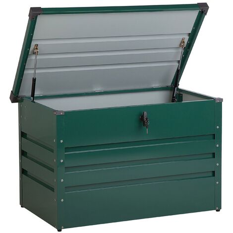 Garden Storage Box Green Steel Lockable Lid 300L Cebrosa