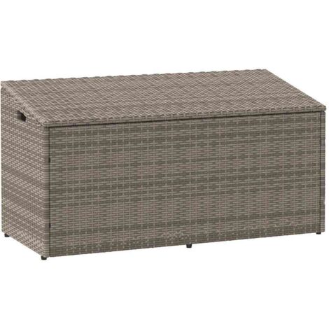 Garden Storage Box Grey 110x50x58 cm Poly Rattan vidaXL
