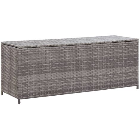 Garden Storage Box Grey 150x50x60 cm Poly Rattan - Grey