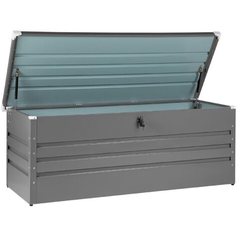 Garden Storage Box Grey Steel Lockable Lid 600L Cebrosa