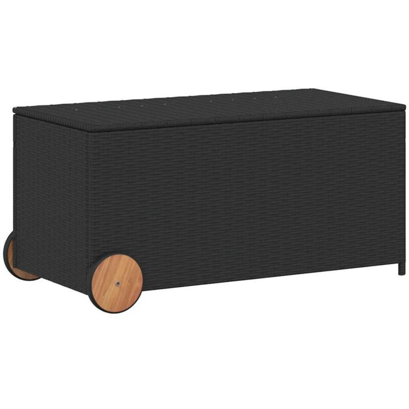 Vidaxl - Garden Storage Box With Wheels Black 190l Poly Rattan