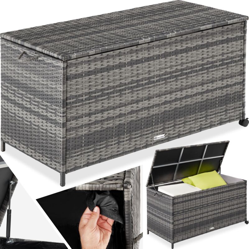 Tectake - Storage box with wheels 297l, 117x54x64cm - Storage Box, Garden Storage Box, Outdoor storage box - grey - grey