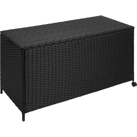 Garden storage box - rattan with aluminium frame - outdoor storage box, garden storage bench, rattan storage box - black - black