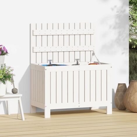 Garden Storage Box White 76x42.5x54 cm Solid Wood Pine vidaXL