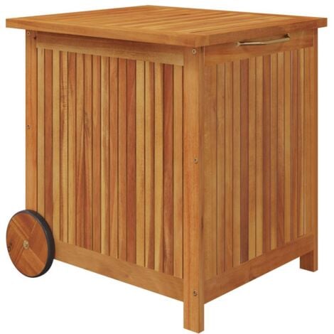 Garden Storage Box with Wheels 60x50x58 cm Solid Wood Acacia vidaXL