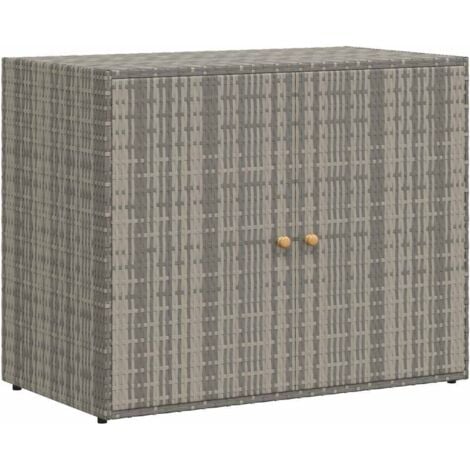 Garden Storage Cabinet Grey 100x55.5x80 cm Poly Rattan vidaXL