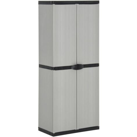 Garden Storage Cabinet with 3 Shelves Grey&Black 68x40x168 cm vidaXL