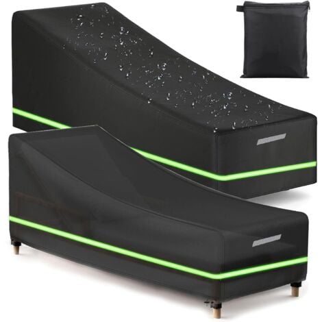 Garden Sun Lounger Cover 2pcs, Waterproof, Windproof, Anti-UV, 420D Oxford Fabric Cover with Air Vents and Reflective Strip for Garden Sun Lounger- 200x