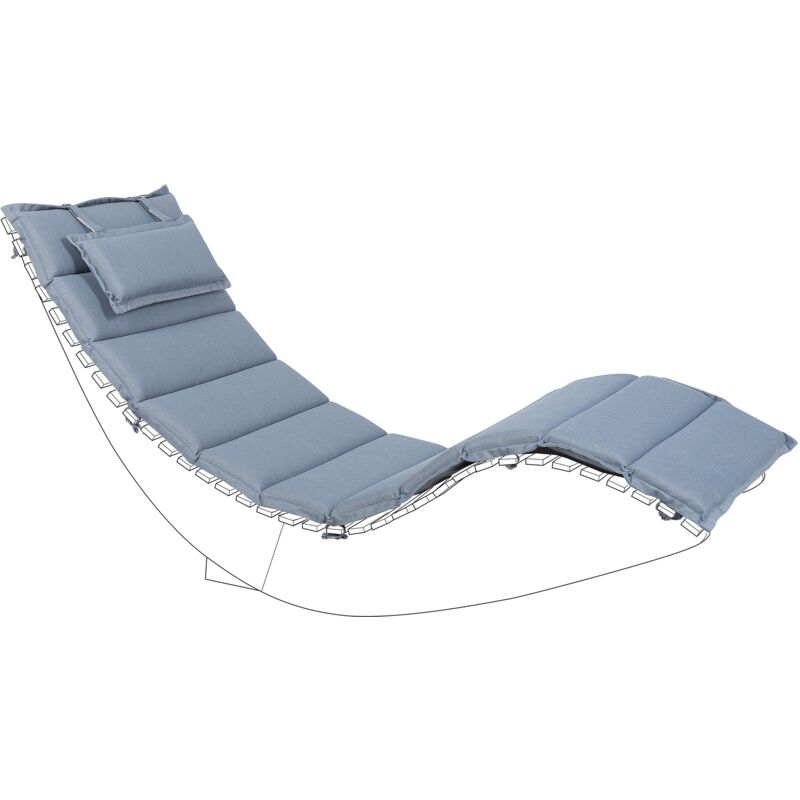Outdoor Sun Lounger Cushion Polyester with Head Pillow Blue Brescia