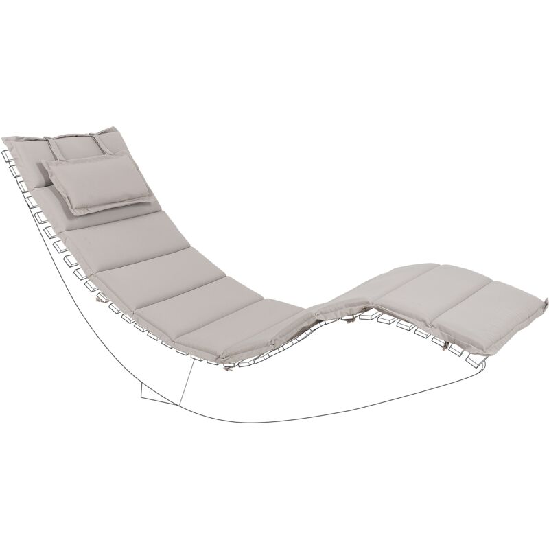 Outdoor Sun Lounger Cushion Polyester with Head Pillow Taupe Brescia