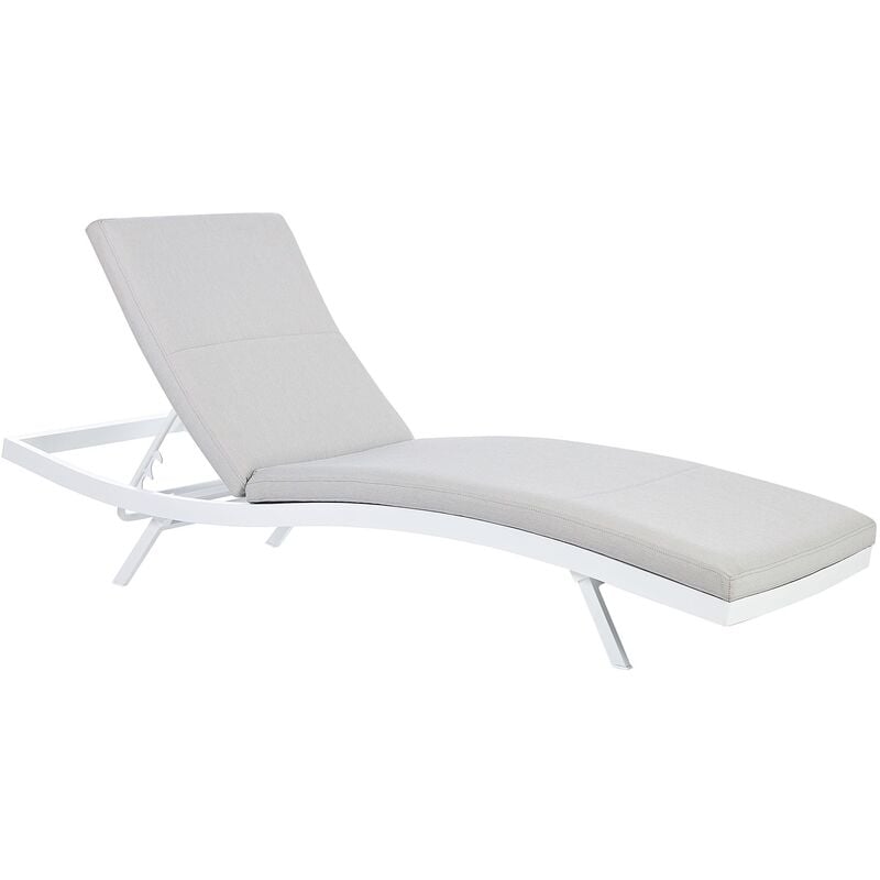 Beliani - Modern Garden Sun Lounger Reclining Aluminium Frame Padded Light Grey Amelia