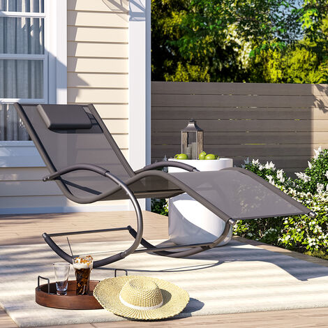 main image of "Garden sun lounger with cushion, Sun lounger chair, Outdoor U-shaped chair"