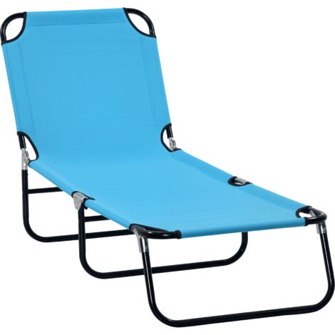 Garden Sun Lounger, with Five-Position Back - Light Blue