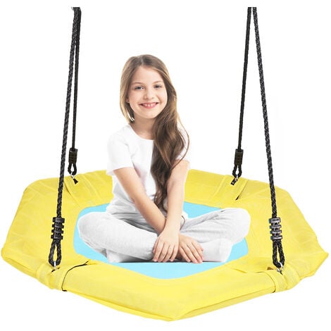 Garden Swing Seat Height Adjustable Rope Kids Climbing Frame UFO Disc Crows Nest