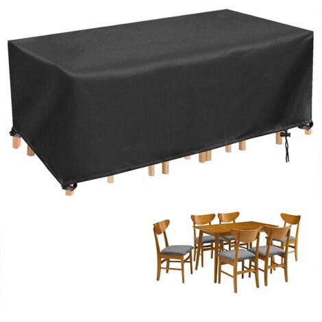 Garden Table and Chair Cover, Waterproof Rectangular Outdoor Furniture Cover, Oxford Heavy Duty Protective Cover, 280x 204 x 106cm, Black