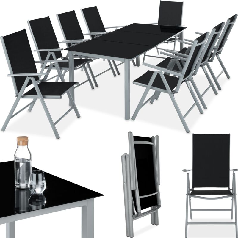 Garden Table and chairs furniture set 8+1 - outdoor table and chairs, garden table and chairs set, patio set - light grey