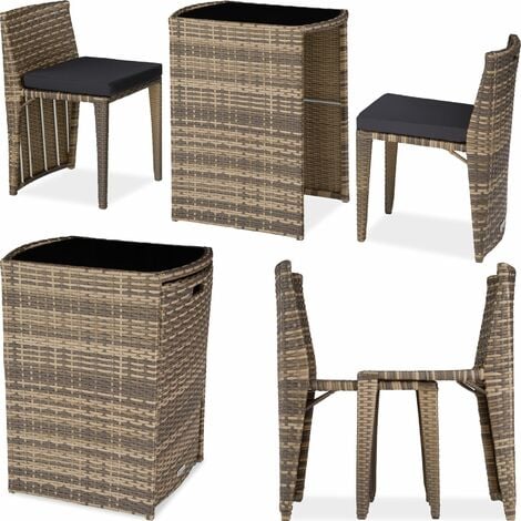 Garden Table and Chairs Hamburg - bistro set, 2 chairs, 1 dining table - garden tables and chairs, garden furniture set, outdoor table and chairs - nature